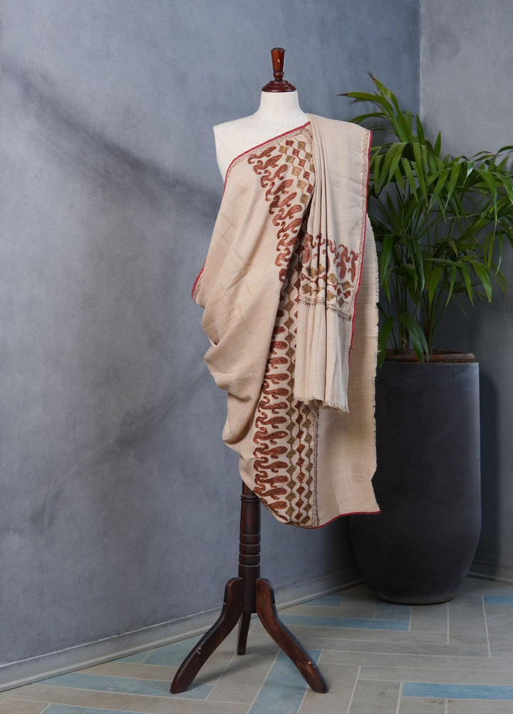 Sanaulla Exclusive Range  Pashmina  Shawls SU22PS-1 M-Shawls MIR-23 Fawn 2 - Pashmina Shawls