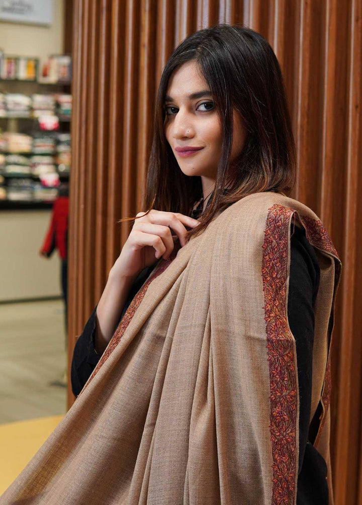 Sanaulla Exclusive Range  Pashmina  Shawls MAMA-16 Fawn-2 - Pashmina Shawls