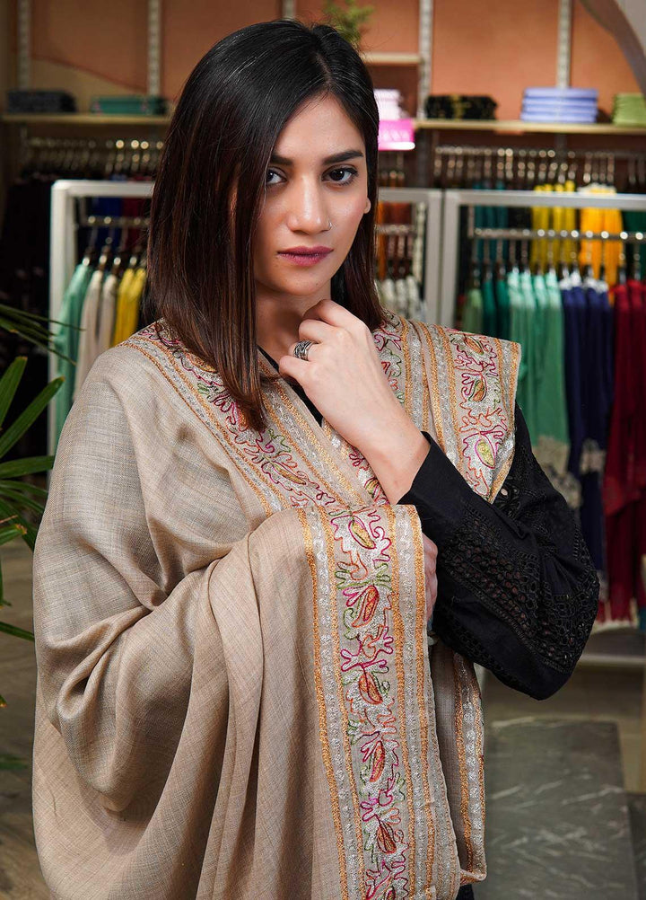 Sanaulla Exclusive Range  Pashmina  Shawls MAMA-27 Grey-1 - Pashmina Shawls