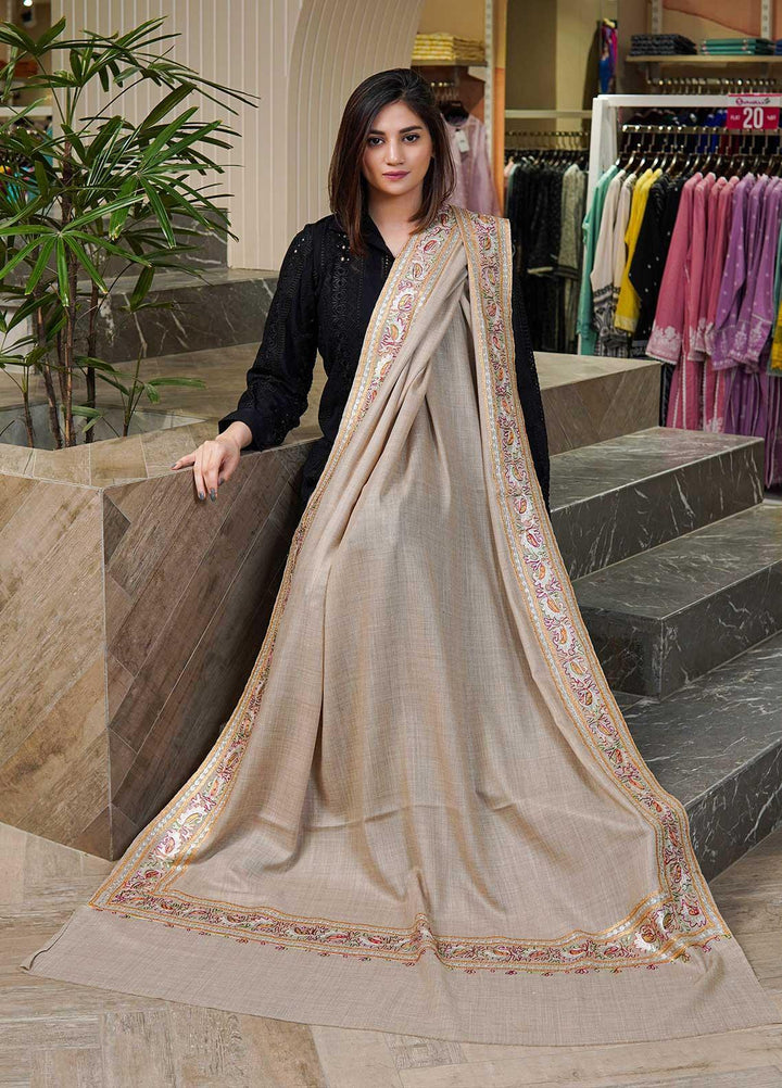 Sanaulla Exclusive Range  Pashmina  Shawls MAMA-27 Grey-1 - Pashmina Shawls