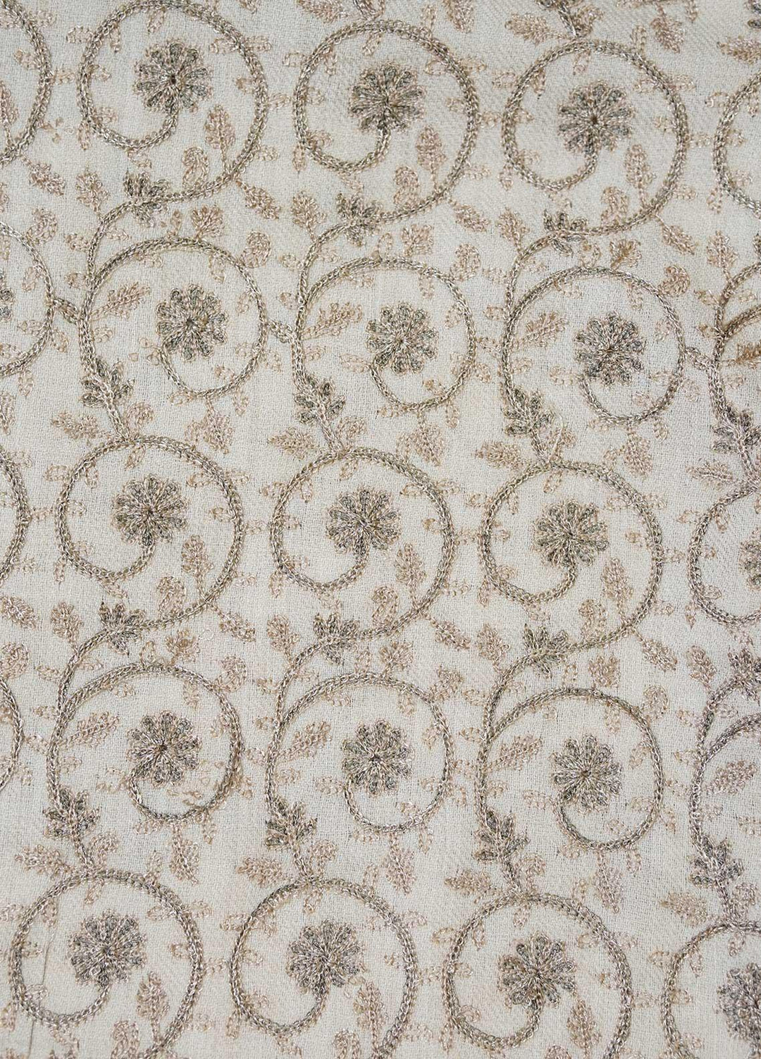 Sanaulla Exclusive Range  Pashmina  Shawls Nalki Zarri Small Jaal AD KPS-49 Fawn04 - Pashmina Shawls