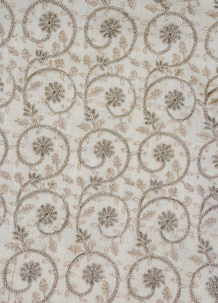 Sanaulla Exclusive Range  Pashmina  Shawls Nalki Zarri Small Jaal AD KPS-49 Fawn04 - Pashmina Shawls