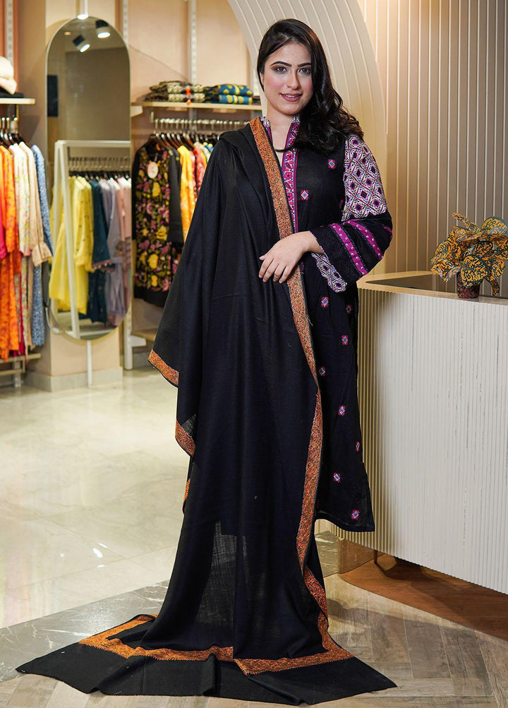 Sanaulla Exclusive Range  Pashmina  Shawls MAMA-16 Black-6 - Pashmina Shawls