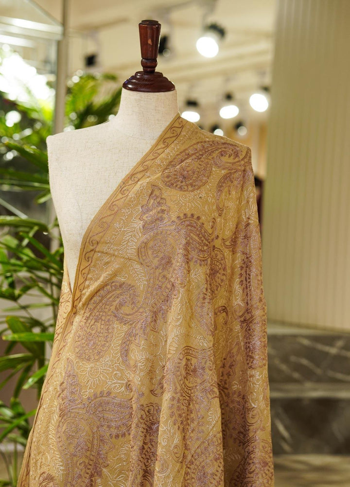 Sanaulla Exclusive Range  Pashmina  Shawls AKP-27 Brown-6 - Pashmina Shawls