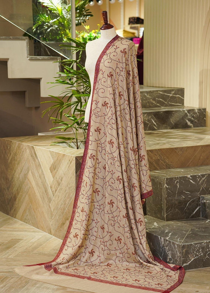 Sanaulla Exclusive Range  Pashmina  Shawls AKP-32 Fawn-10 - Pashmina Shawls