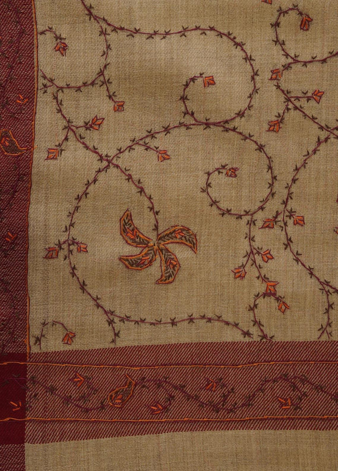 Sanaulla Exclusive Range  Pashmina  Shawls AKP-32 Fawn-10 - Pashmina Shawls