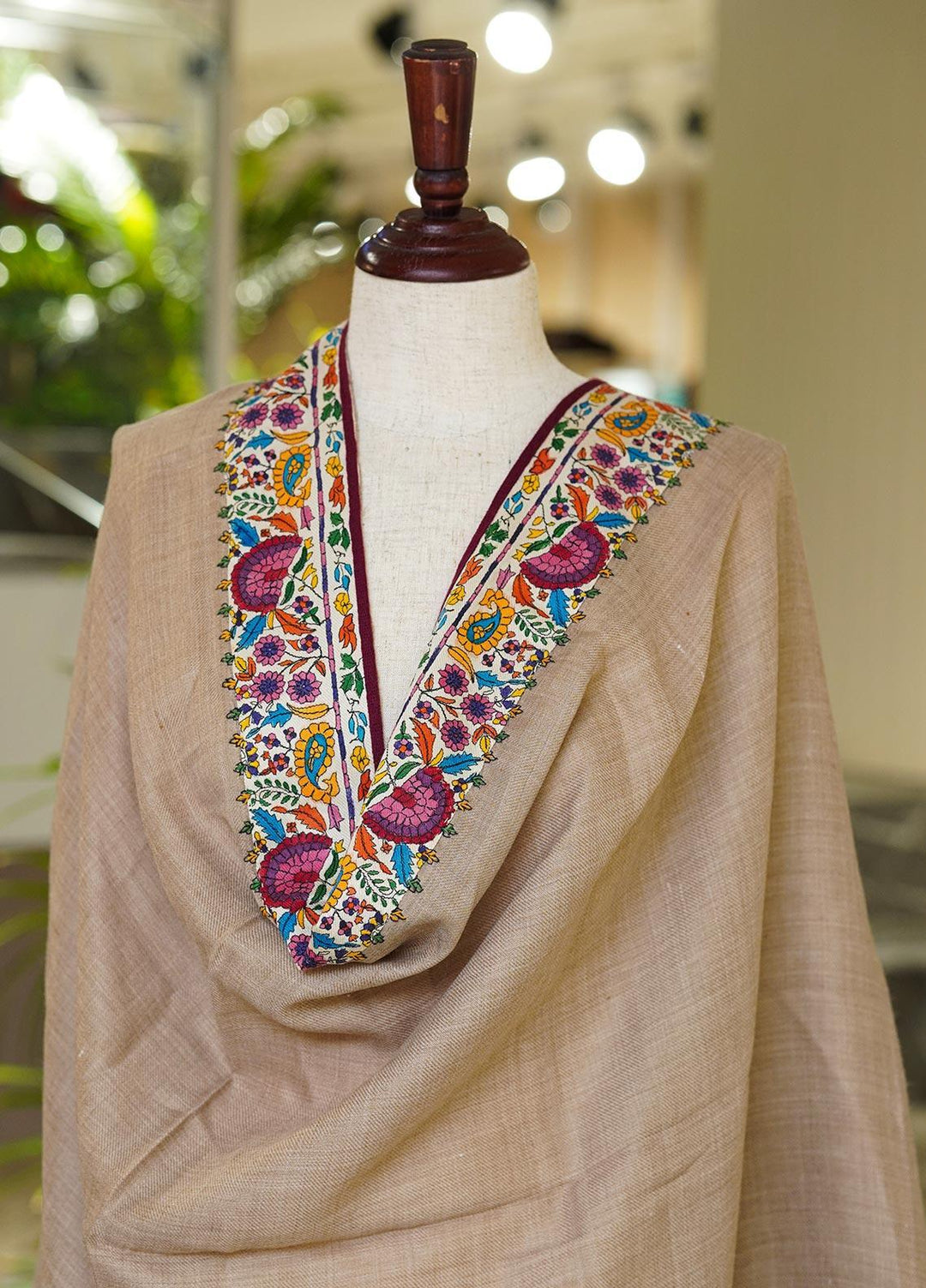 Sanaulla Exclusive Range  Pashmina  Shawls AKP-49 Brown-2 - Pashmina Shawls
