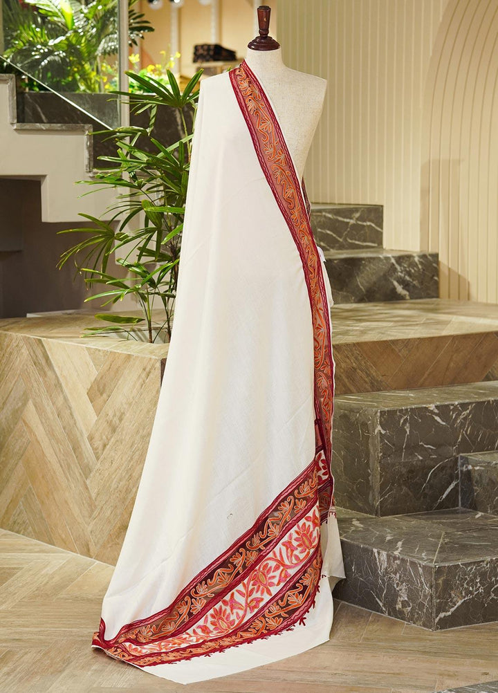 Sanaulla Exclusive Range  Pashmina  Shawls AKP-639-Offwhite2 - Pashmina Shawls