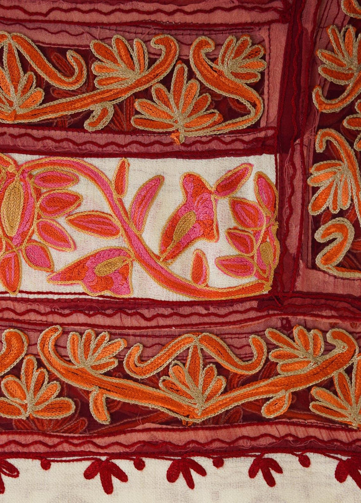 Sanaulla Exclusive Range  Pashmina  Shawls AKP-639-Offwhite2 - Pashmina Shawls