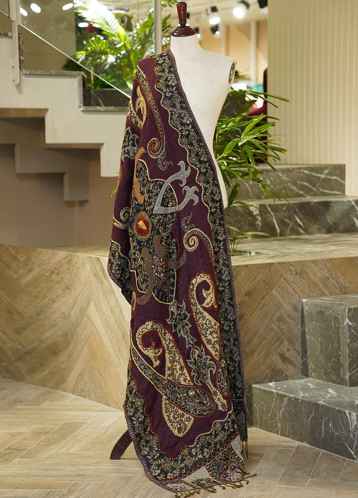 Sanaulla Exclusive Range  Pashmina  Shawls MIR-09 Purple - Pashmina Shawls