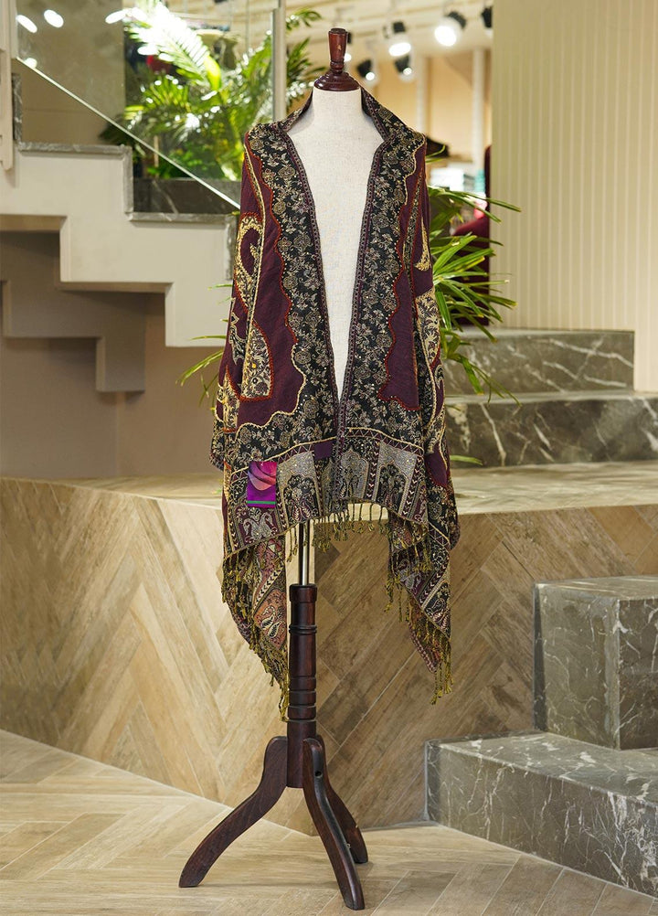 Sanaulla Exclusive Range  Pashmina  Shawls MIR-09 Purple - Pashmina Shawls