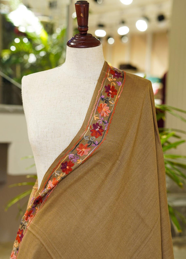 Sanaulla Exclusive Range  Pashmina  Shawls MIR-10 Brown - Pashmina Shawls