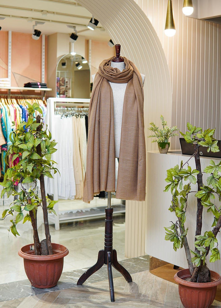 Sanaulla Exclusive Range  Pashmina  Shawls MIR-16 Brown1 - Pashmina Shawls