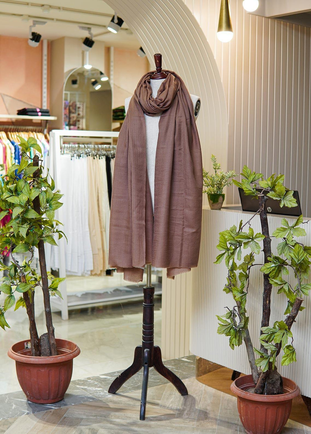 Sanaulla Exclusive Range  Pashmina  Shawls MIR-16 Brown2 - Pashmina Shawls