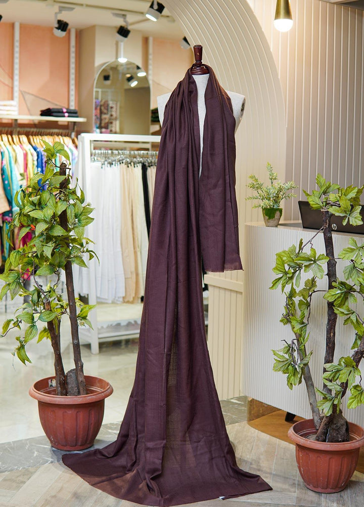 Sanaulla Exclusive Range  Pashmina  Shawls MIR-16 Dark Brown - Pashmina Shawls