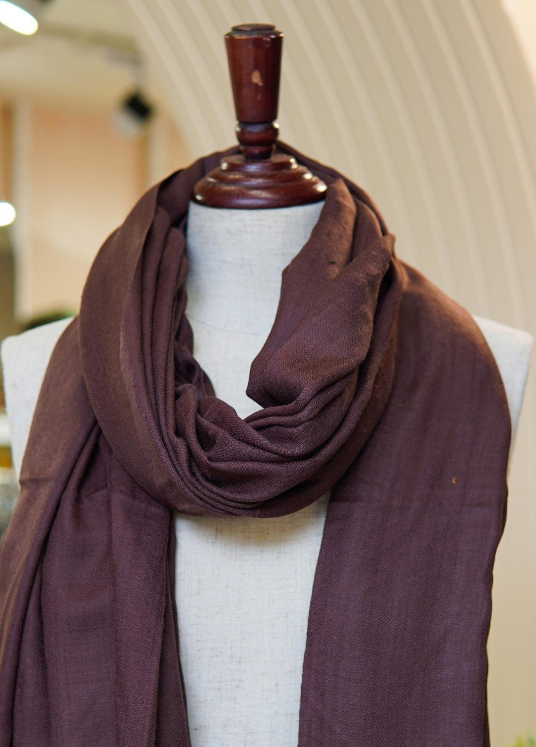 Sanaulla Exclusive Range  Pashmina  Shawls MIR-16 Dark Brown - Pashmina Shawls