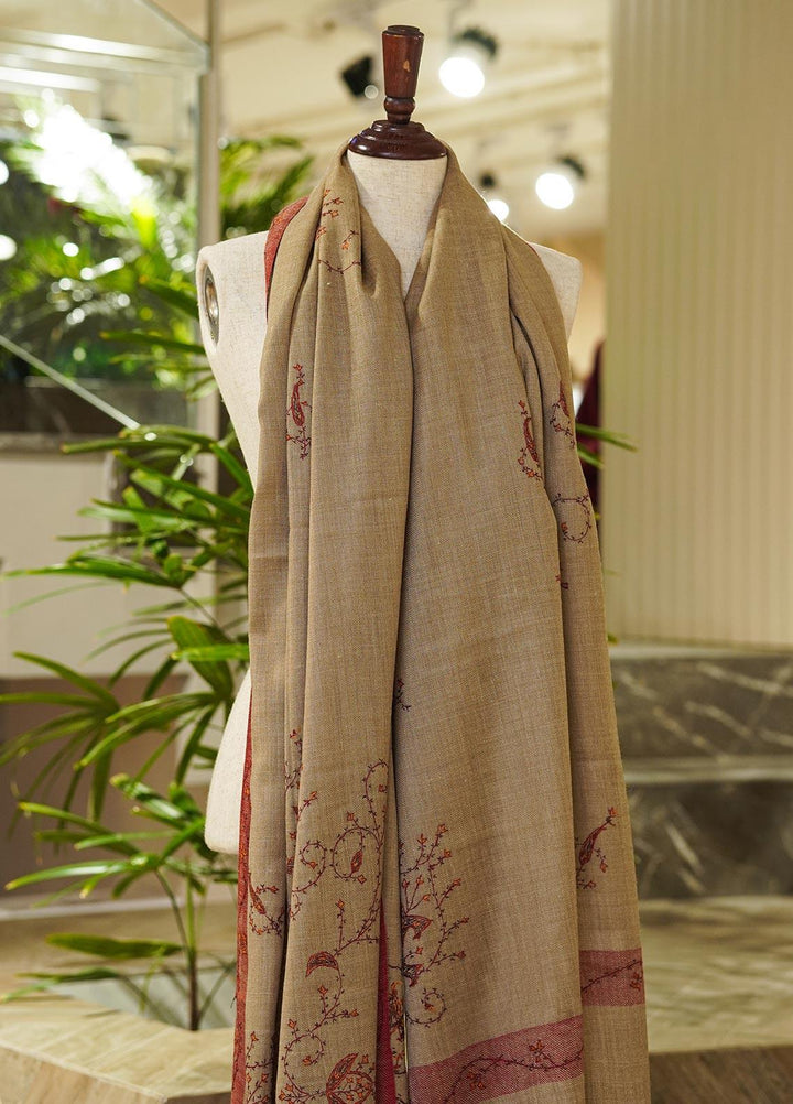 Sanaulla Exclusive Range  Pashmina  Shawls MIR-20 Brown 2 - Pashmina Shawls