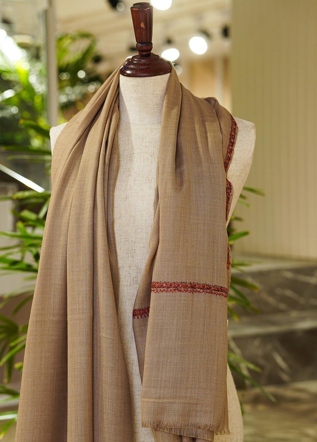 Sanaulla Exclusive Range  Pashmina  Shawls MIR-26 Brown 6 - Pashmina Shawls