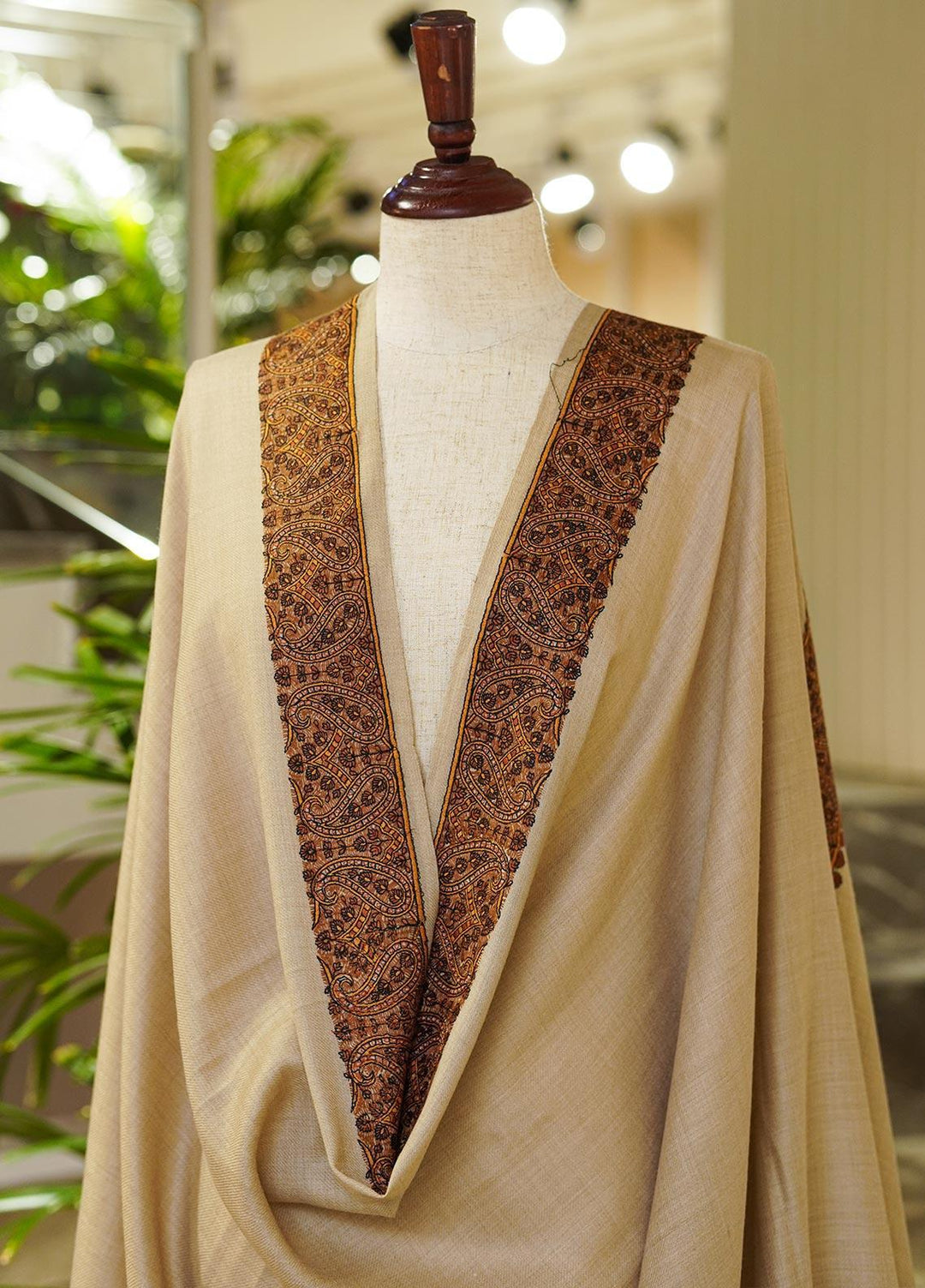 Sanaulla Exclusive Range  Pashmina  Shawls MIR-30 Fawn 2 - Pashmina Shawls