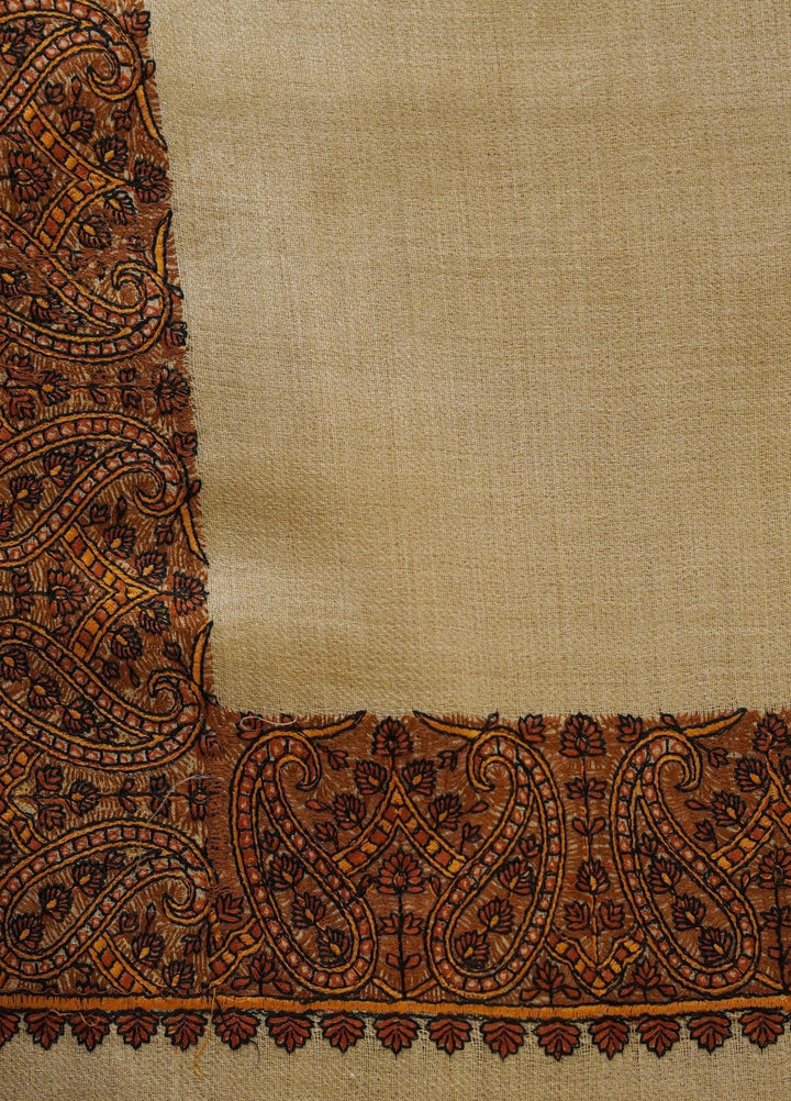 Sanaulla Exclusive Range  Pashmina  Shawls MIR-30 Fawn 2 - Pashmina Shawls