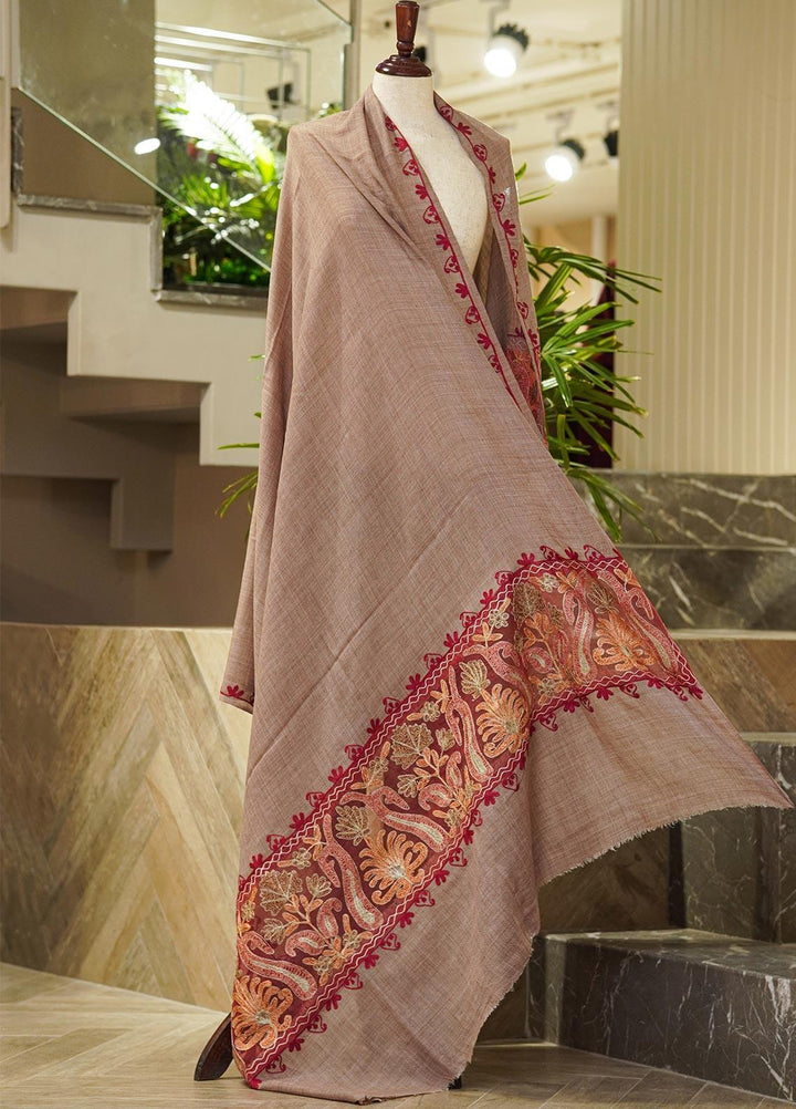 Sanaulla Exclusive Range  Pashmina  Shawls MIR-367 Brown1 - Pashmina Shawls