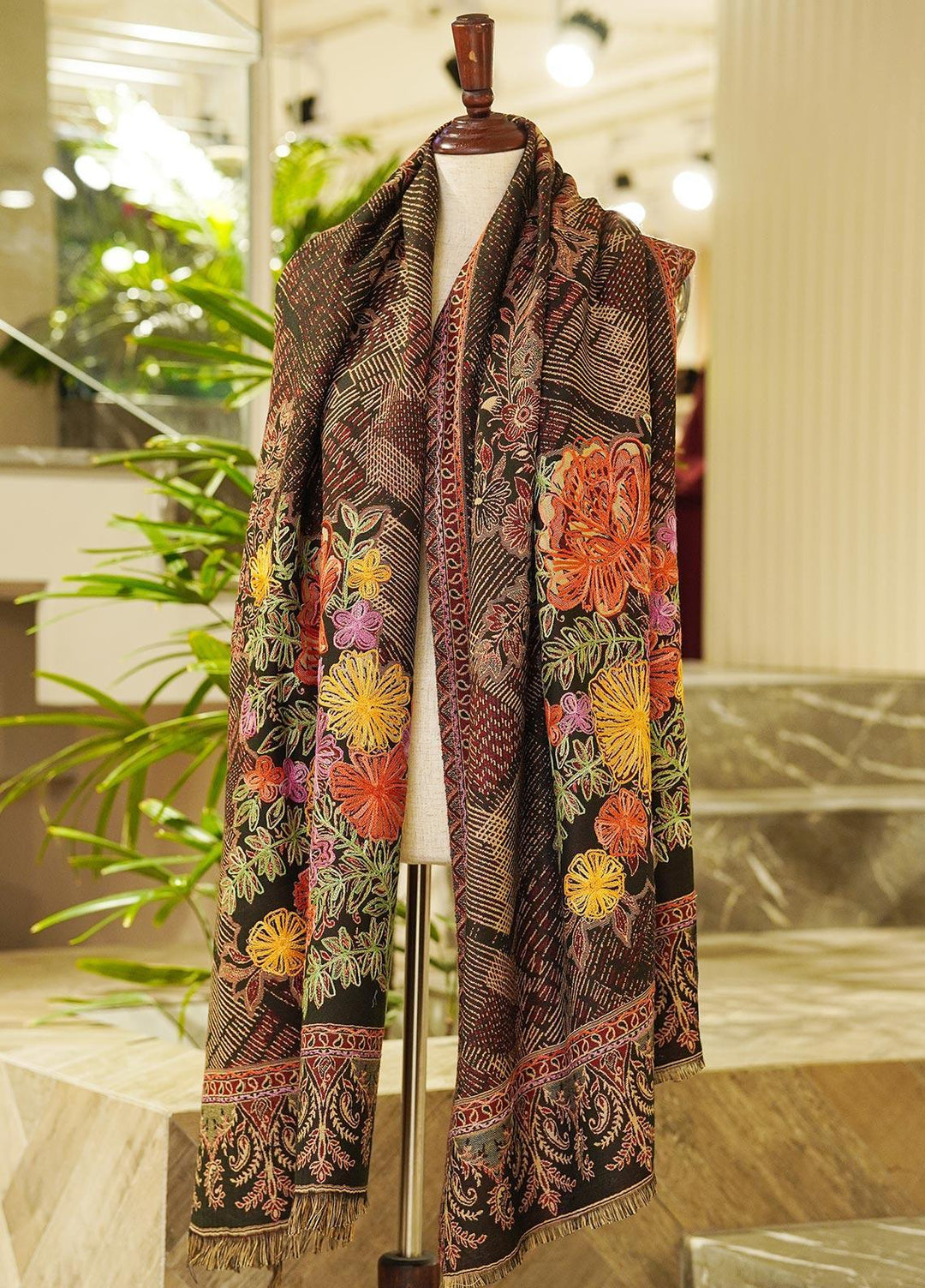 Sanaulla Exclusive Range  Pashmina  Shawls MIR-37 Black 1 - Pashmina Shawls