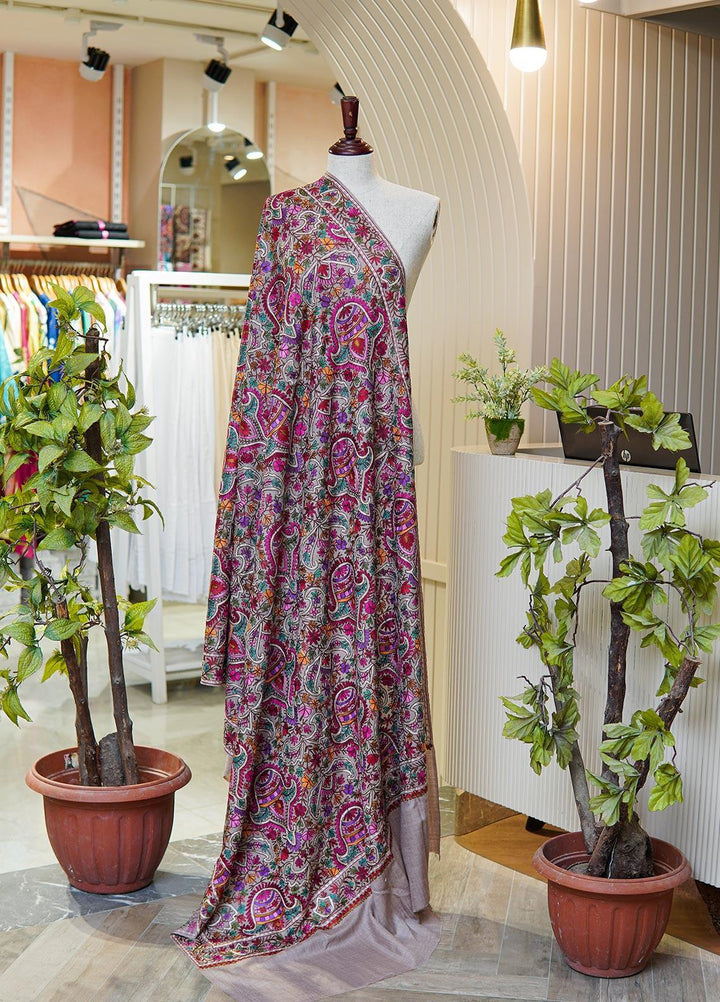 Sanaulla Exclusive Range  Pashmina  Shawls MIR-44 Brown 1 - Pashmina Shawls