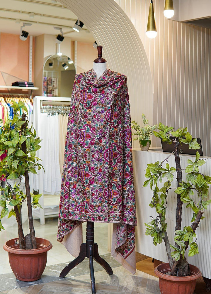 Sanaulla Exclusive Range  Pashmina  Shawls MIR-44 Brown 1 - Pashmina Shawls