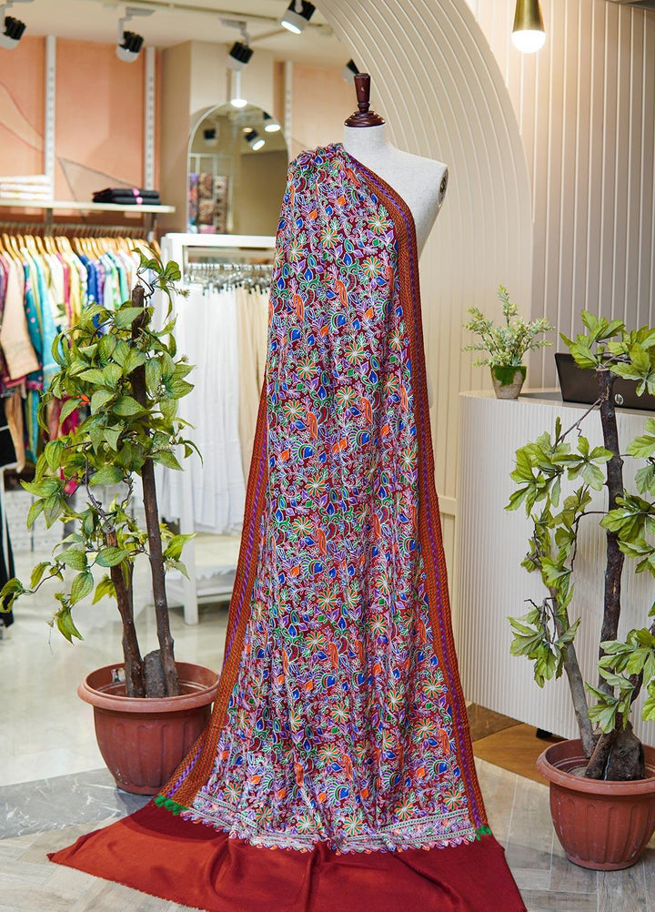 Sanaulla Exclusive Range  Pashmina  Shawls MIR-44 Rust - Pashmina Shawls