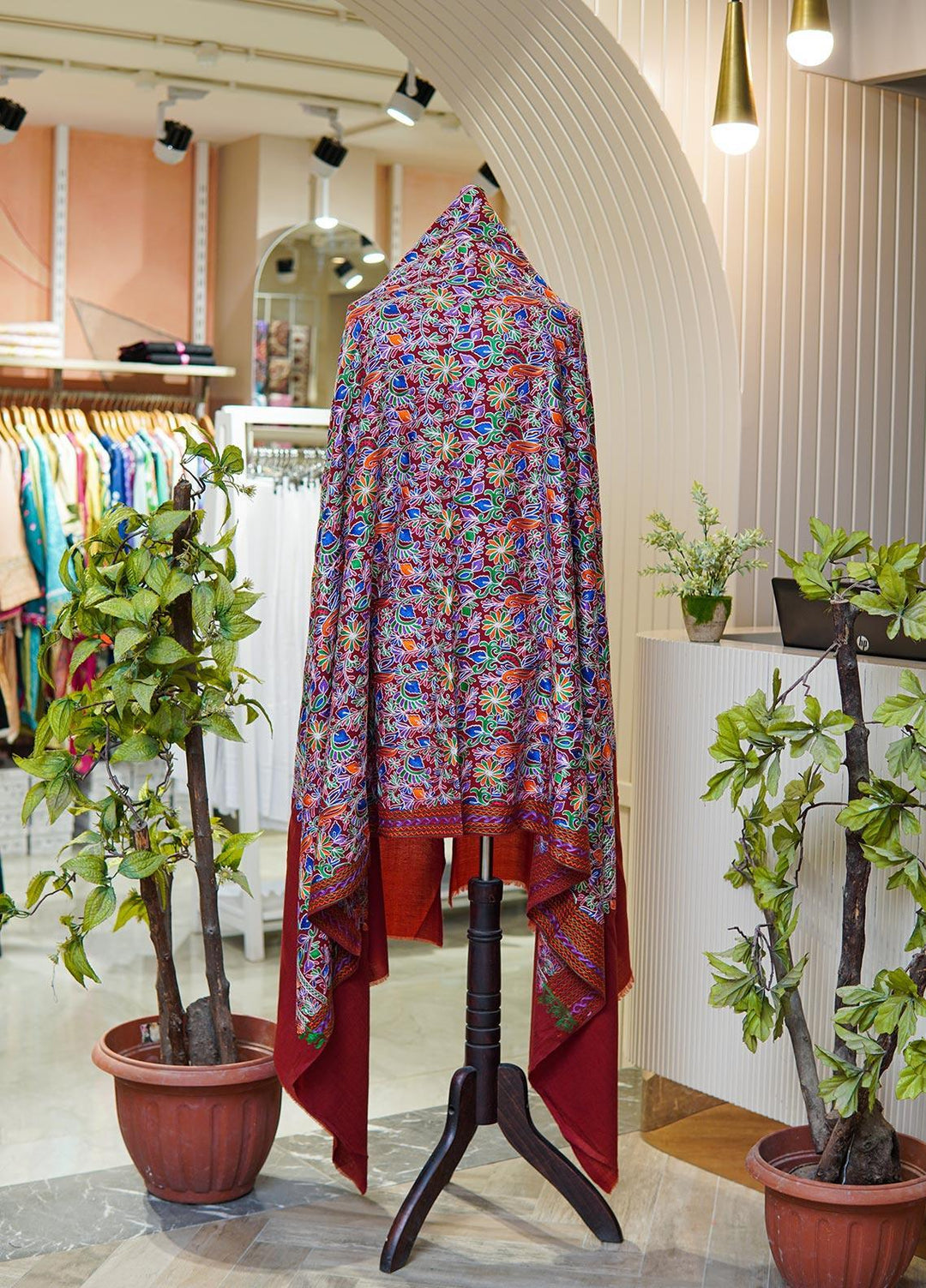 Sanaulla Exclusive Range  Pashmina  Shawls MIR-44 Rust - Pashmina Shawls