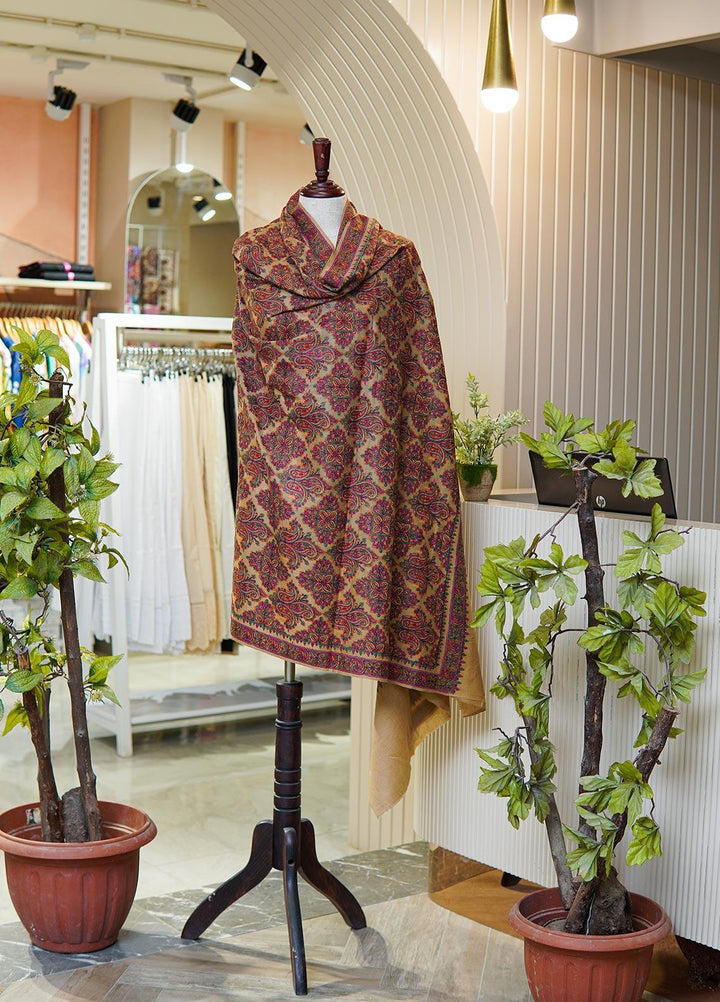 Sanaulla Exclusive Range  Pashmina  Shawls MIR-45 Fawn 2 - Pashmina Shawls