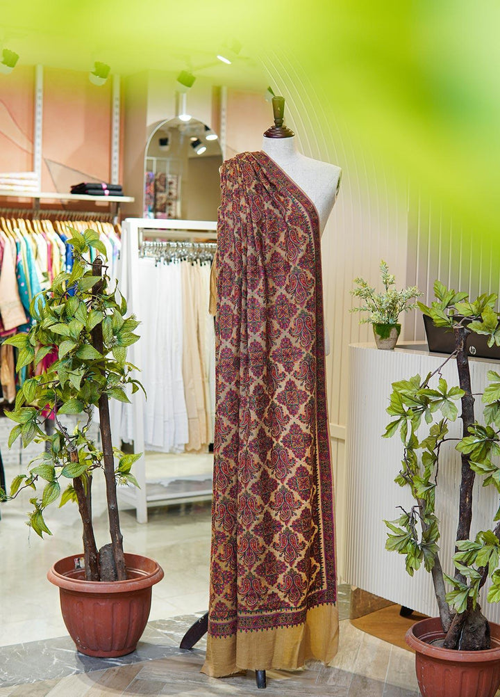 Sanaulla Exclusive Range  Pashmina  Shawls MIR-45 Fawn 2 - Pashmina Shawls