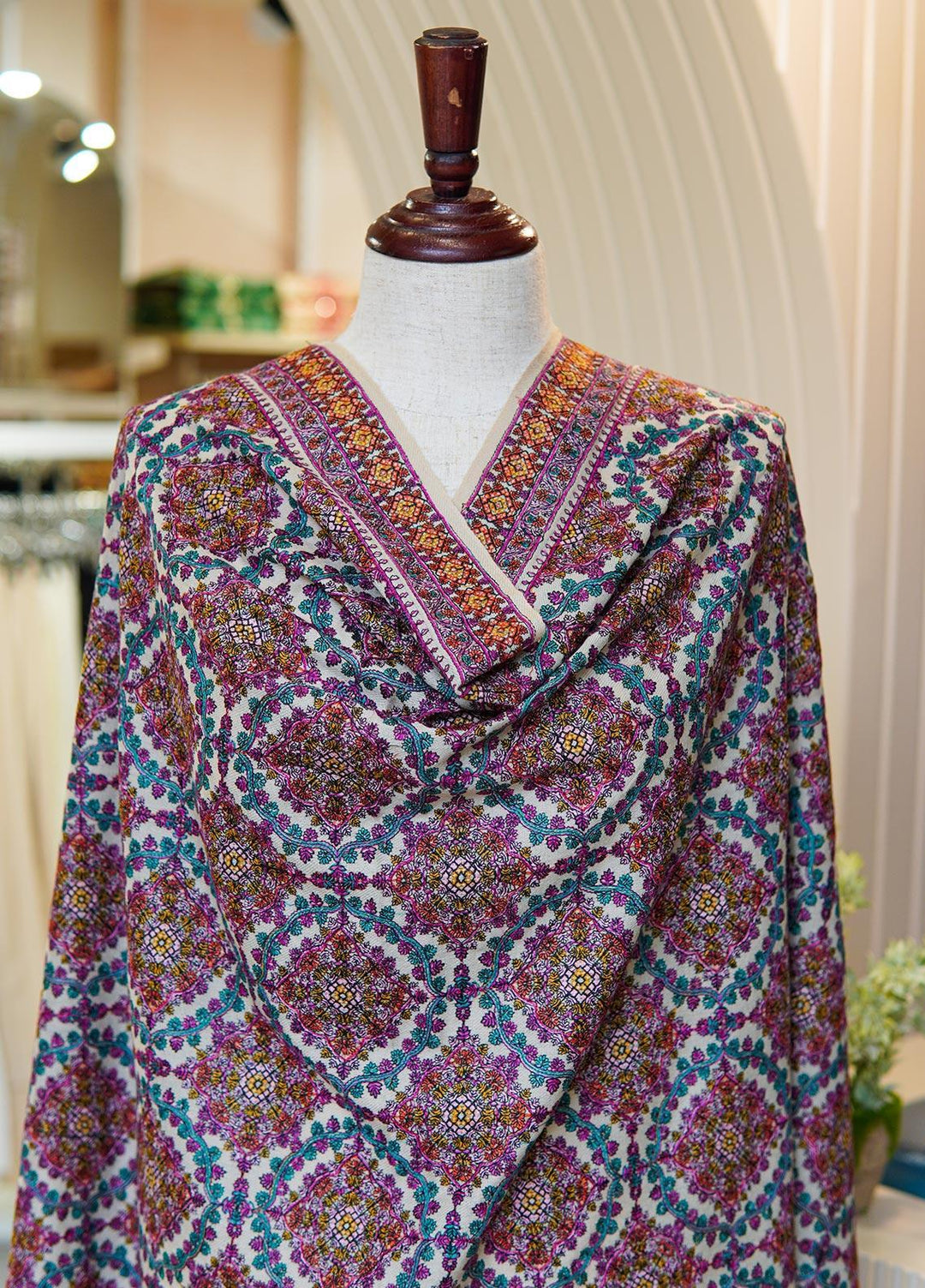 Sanaulla Exclusive Range  Pashmina  Shawls MIR-45 Fawn 3 - Pashmina Shawls