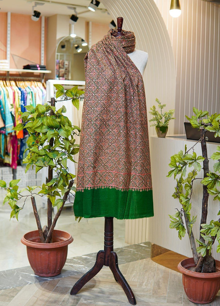 Sanaulla Exclusive Range  Pashmina  Shawls MIR-45 Green - Pashmina Shawls