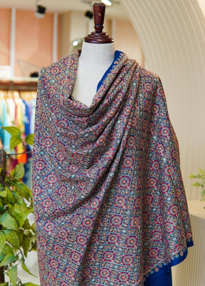 Sanaulla Exclusive Range  Pashmina  Shawls MIR-45 N Blue - Pashmina Shawls