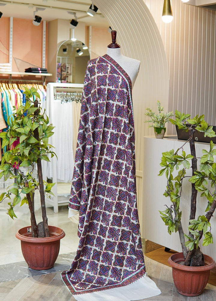 Sanaulla Exclusive Range  Pashmina  Shawls MIR-45 Off White 3 - Pashmina Shawls