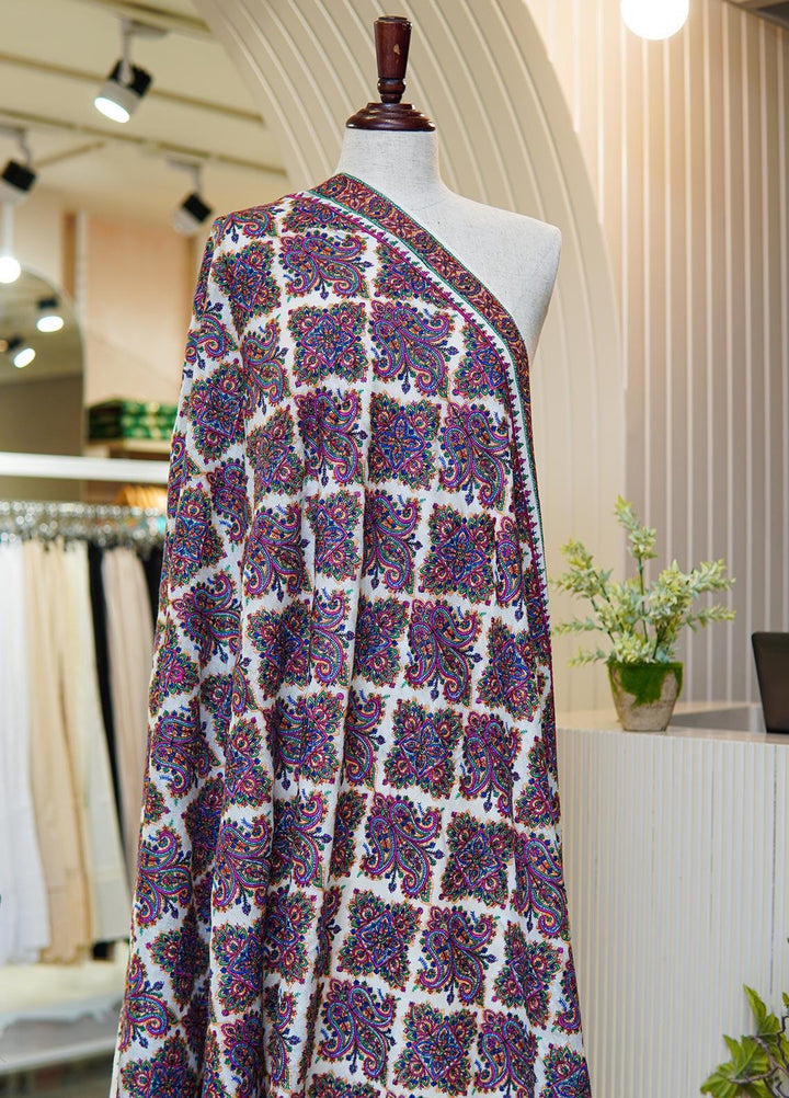 Sanaulla Exclusive Range  Pashmina  Shawls MIR-45 Off White 3 - Pashmina Shawls