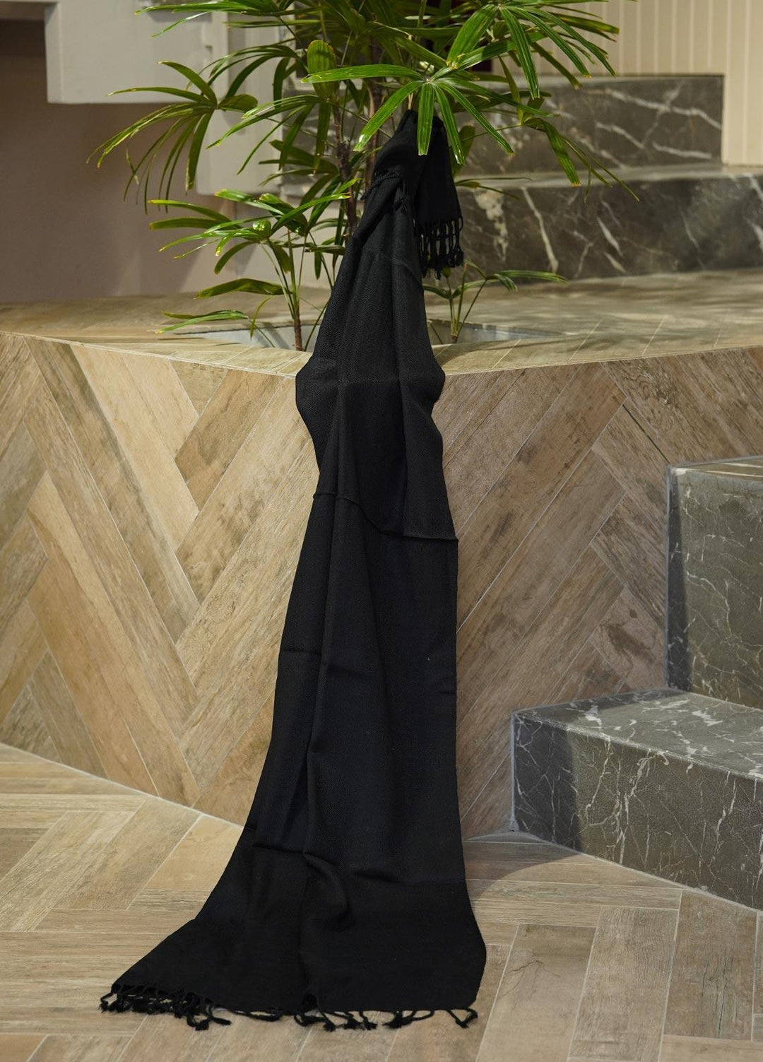 Sanaulla Exclusive Range  Pashmina  Shawls MIR-52 Black - Pashmina Shawls