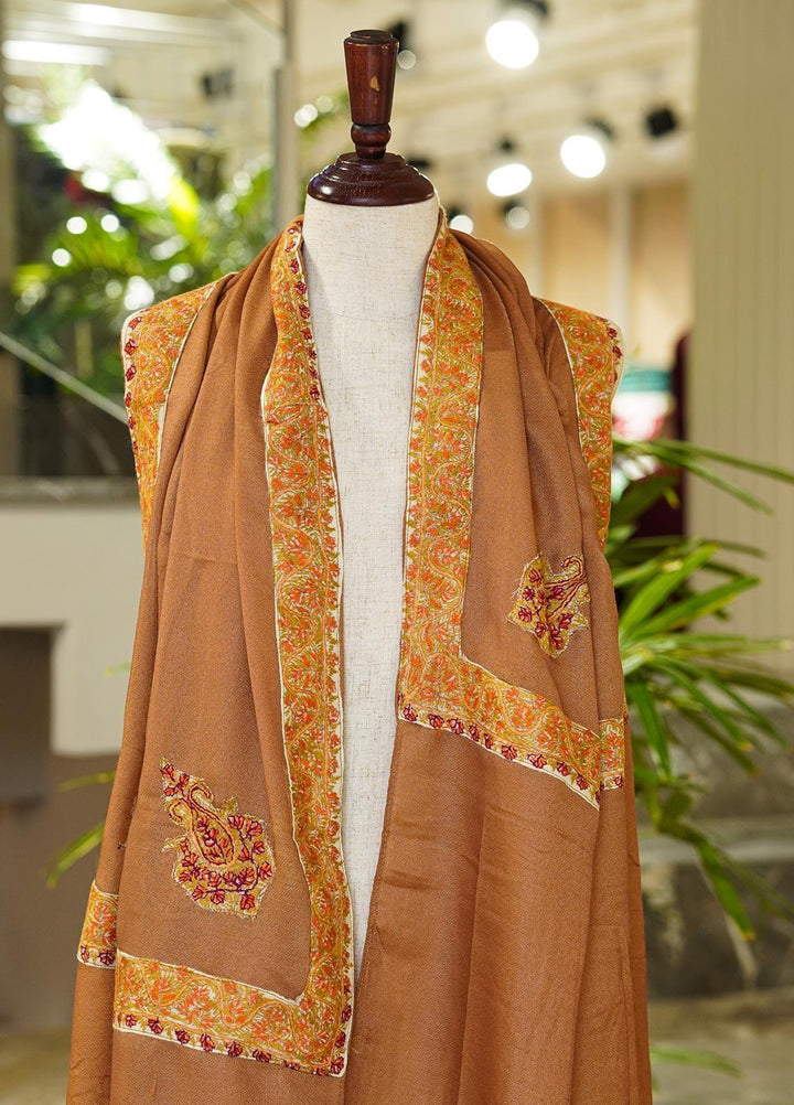 Sanaulla Exclusive Range  Pashmina  Shawls MIR-65 Brown3 - Pashmina Shawls