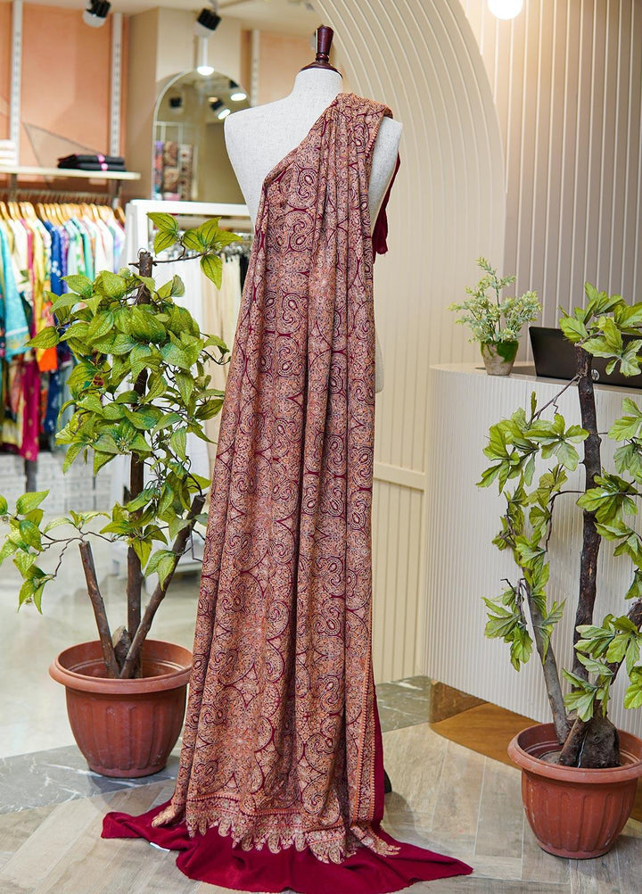 Sanaulla Exclusive Range  Pashmina  Shawls MIR-694-Maroon - Pashmina Shawls