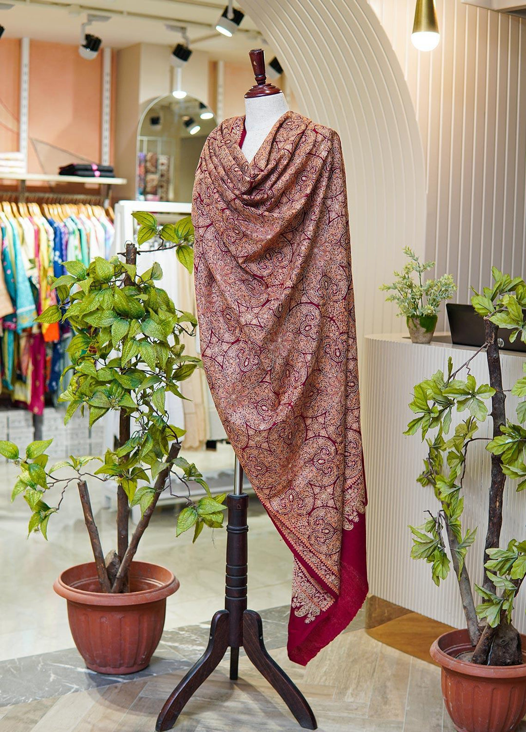 Sanaulla Exclusive Range  Pashmina  Shawls MIR-694-Maroon - Pashmina Shawls