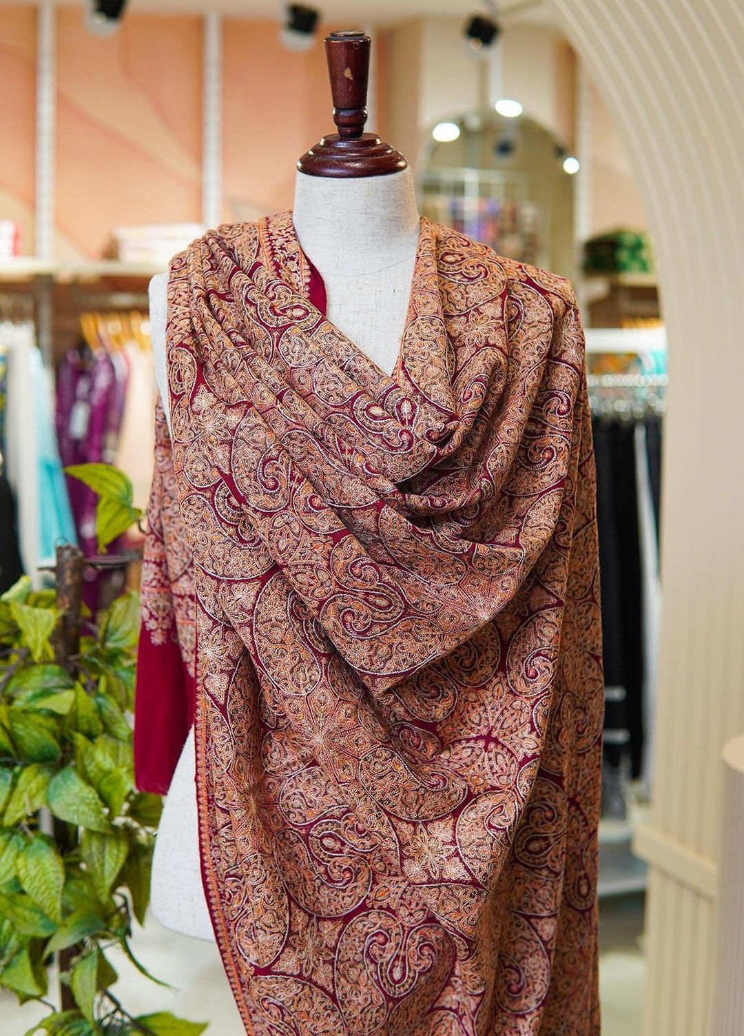 Sanaulla Exclusive Range  Pashmina  Shawls MIR-694-Maroon - Pashmina Shawls