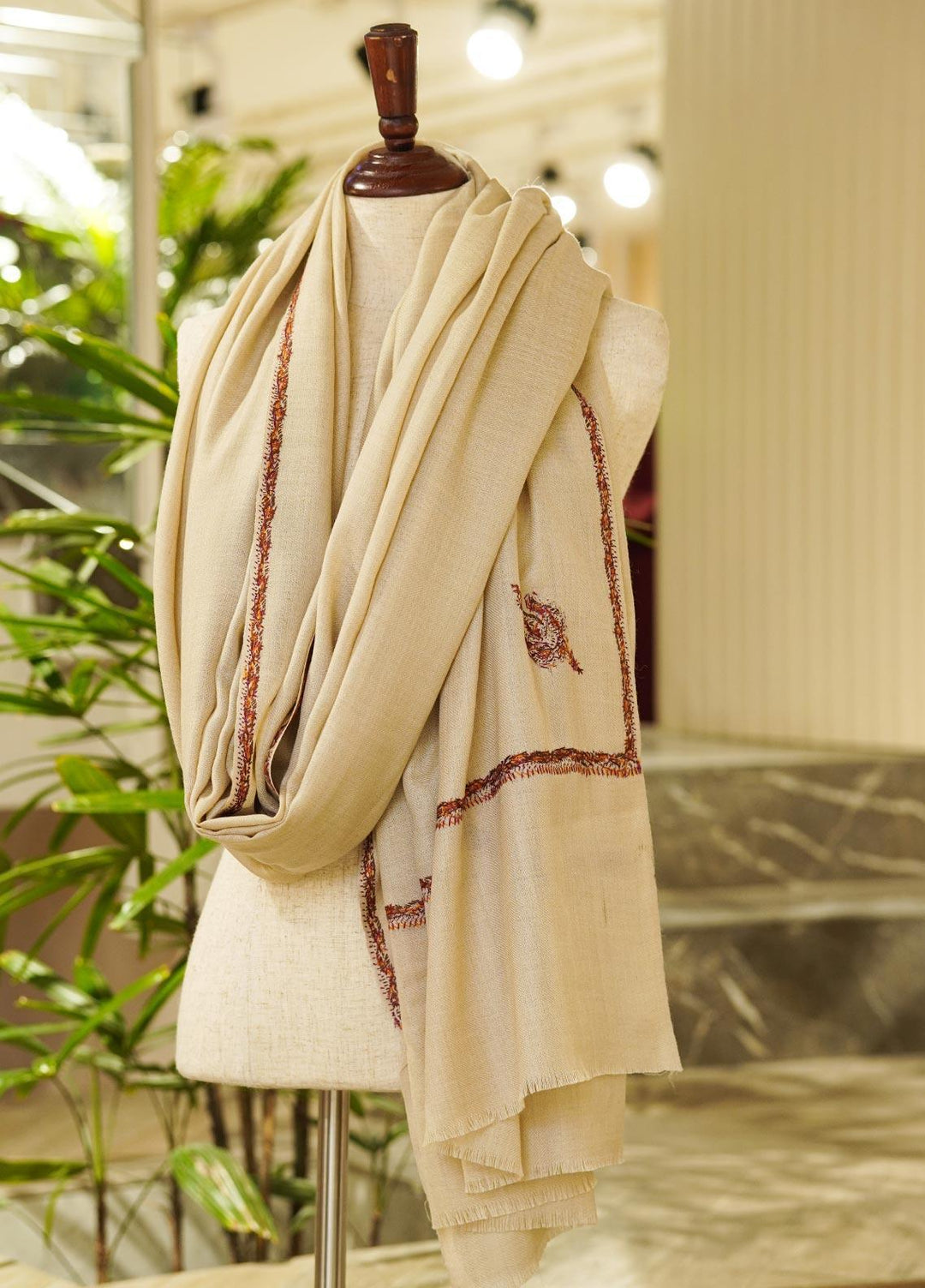 Sanaulla Exclusive Range  Pashmina  Shawls MIR-854 Fawn - Pashmina Shawls