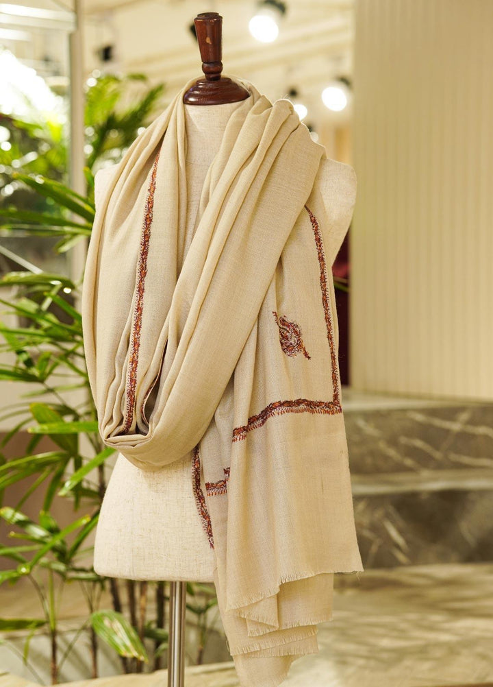 Sanaulla Exclusive Range  Pashmina  Shawls MIR-854 Fawn - Pashmina Shawls