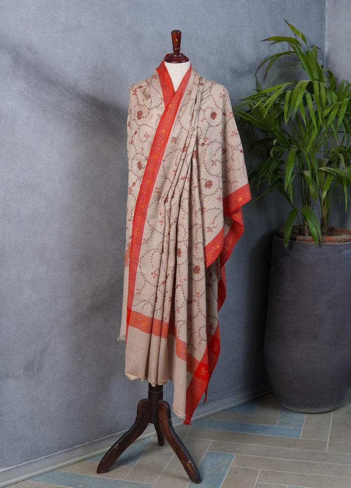 Sanaulla Exclusive Range  Pashmina  Shawls SU22PS-2 AKP-32 Fawn-1 - Pashmina Shawls