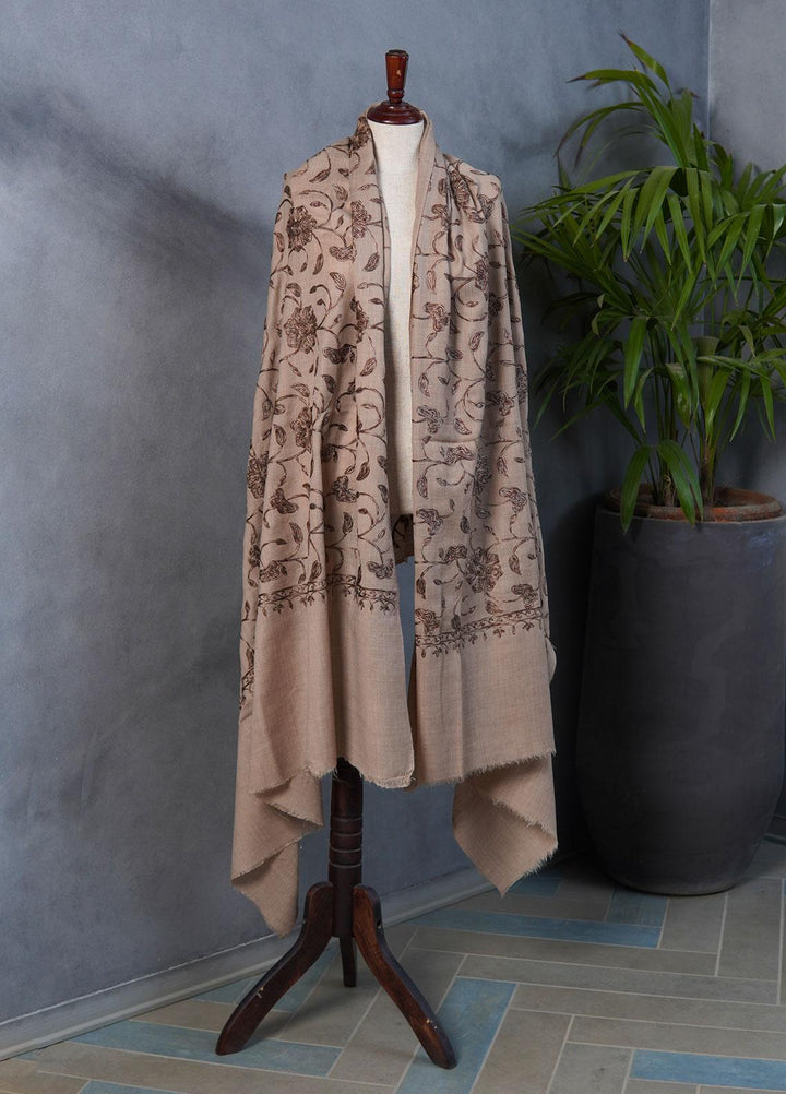 Sanaulla Exclusive Range  Pashmina  Shawls SU22PS-2 AKP-10 Brown-6 - Pashmina Shawls