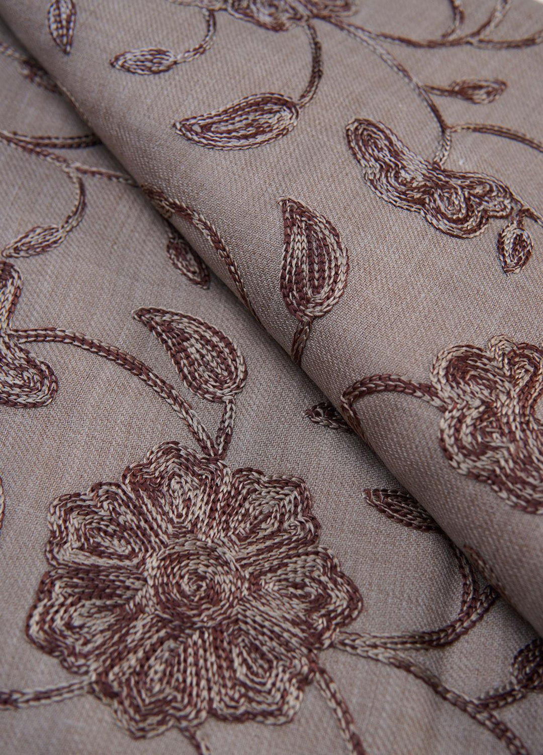 Sanaulla Exclusive Range  Pashmina  Shawls SU22PS-2 AKP-10 Brown-6 - Pashmina Shawls