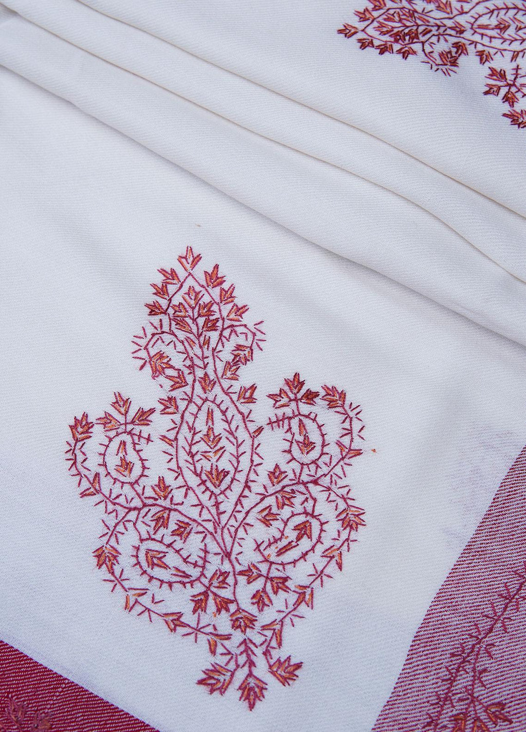 Sanaulla Exclusive Range  Pashmina  Shawls SU22PS-2 MIR-42 White - Pashmina Shawls