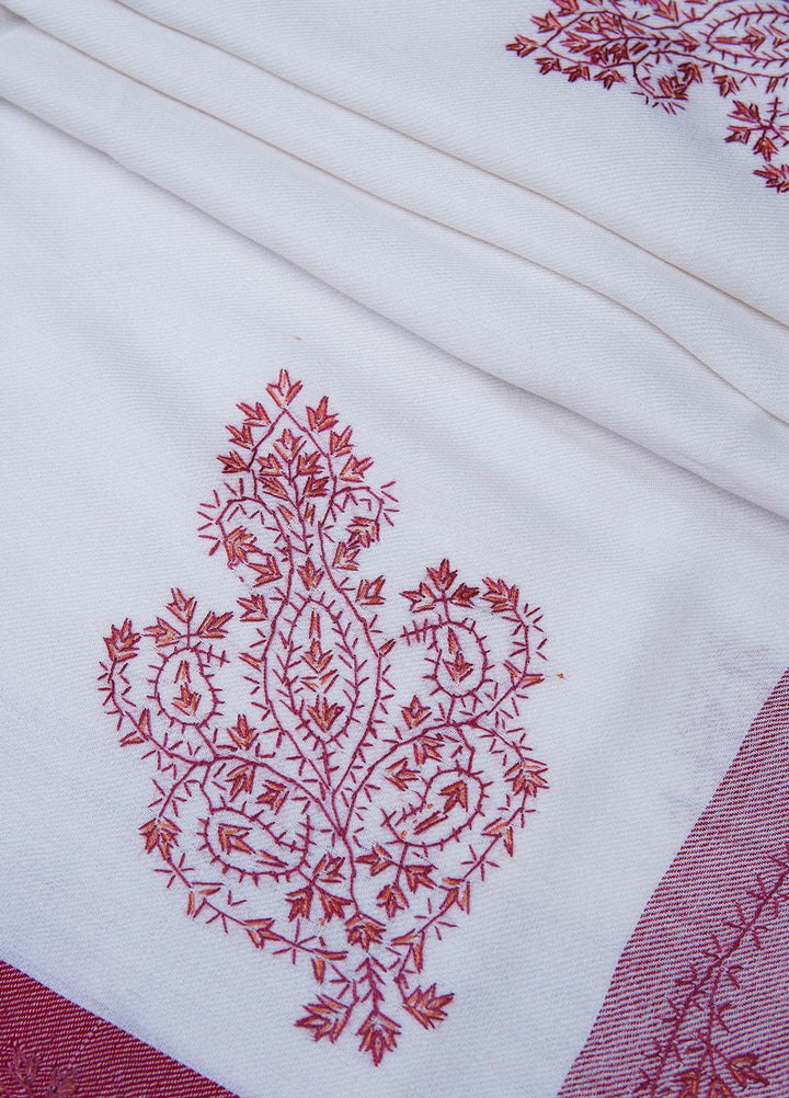 Sanaulla Exclusive Range  Pashmina  Shawls SU22PS-2 MIR-42 White - Pashmina Shawls