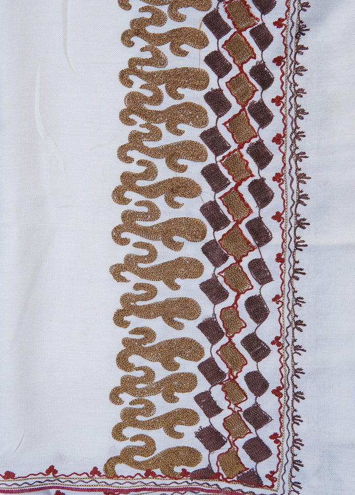 Sanaulla Exclusive Range  Pashmina  Shawls SU22PS-2 MIR-23 White-2 - Pashmina Shawls